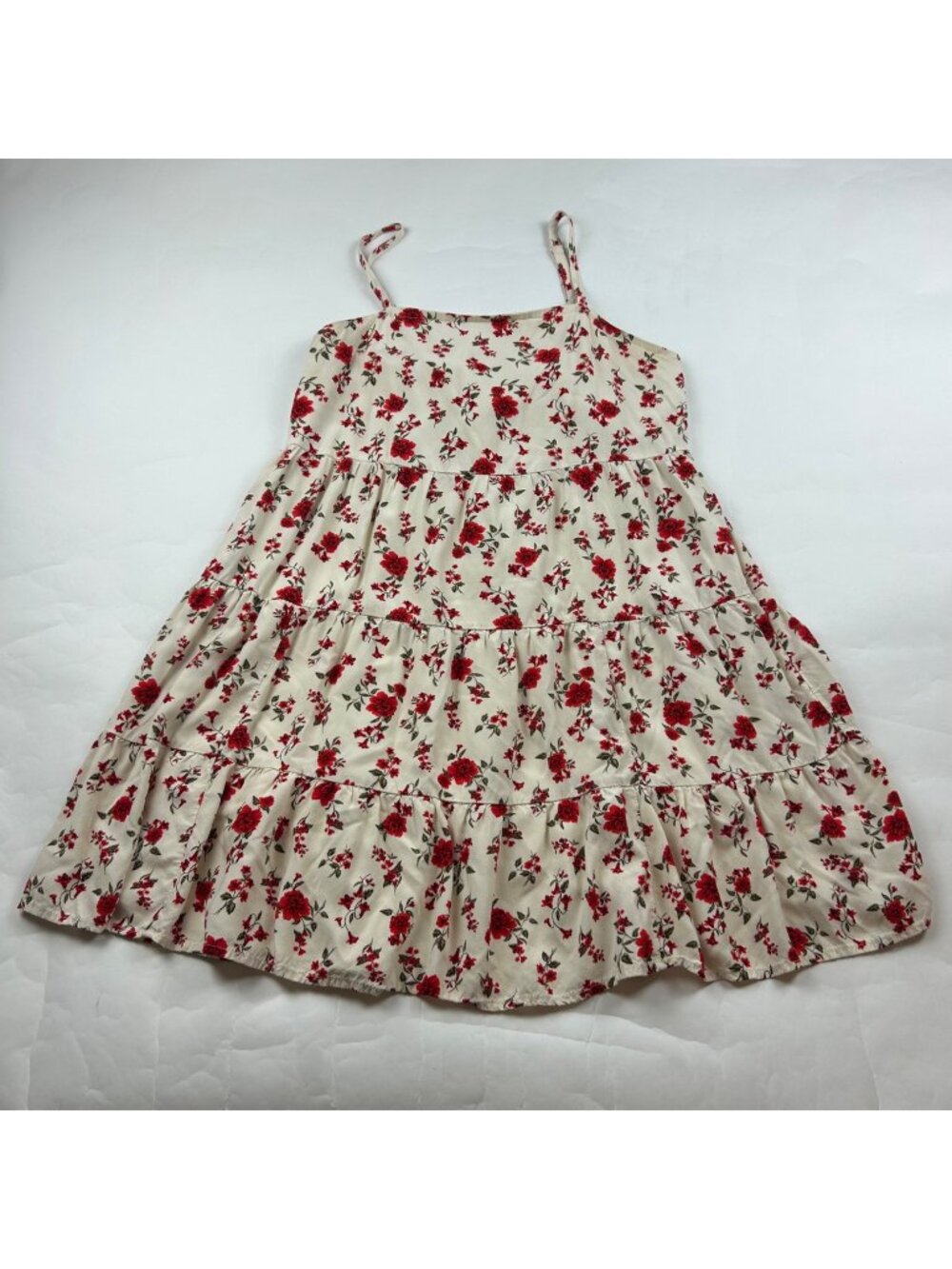 Old Navy Cream Red Floral Cami Mini Dress M
